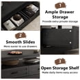 thumbnail image 4 of BeesClover Farmhouse Coffee Table with Drawers, 47.2 in Center Table Rustic Coffee Tables Black Living Room Table, with Open Shelf and 6 Support Legs, 4 of 7