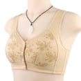 thumbnail image 2 of Comfortable Bras Women New Front Closure Printed Wireless Bra With Wide Strap Middle Age Plus Size Plus Size Bra Khaki 44, 2 of 6
