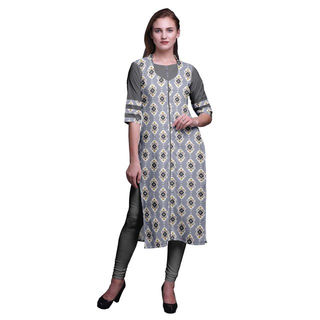 Bimba Kurti Droite Décontractée Imprimée Haut à Manches 3/4 Longue Kurta Robe pour Femmes