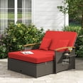 thumbnail image 4 of Costway Ensemble de Lit de Jour en Rotin pour Patio avec Causeuse Rembourrée et Pouf de Rangement pour Véranda Rouge, 4 of 10