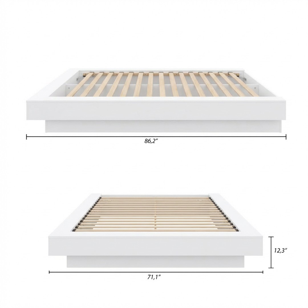 Nexera Marconi King Platform Bed Frame, White Oak