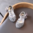 thumbnail image 4 of MIASHUI Chaussures de Fille Robe Nœud Papillon Paillettes Princesse Chaussures de Fête Talons Bas Sandales Mary Jane, Argent, 4-4,5 Ans, 4 of 8
