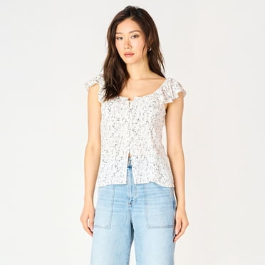 Devoted, Ruffle Slit Hem Top, Sizes XS-XL