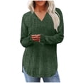 thumbnail image 1 of BLVB Chemises à Manches Longues Col en V pour Femmes Couleur Unie Décontractée Chandail Tunique Côtelé Léger, 1 of 7