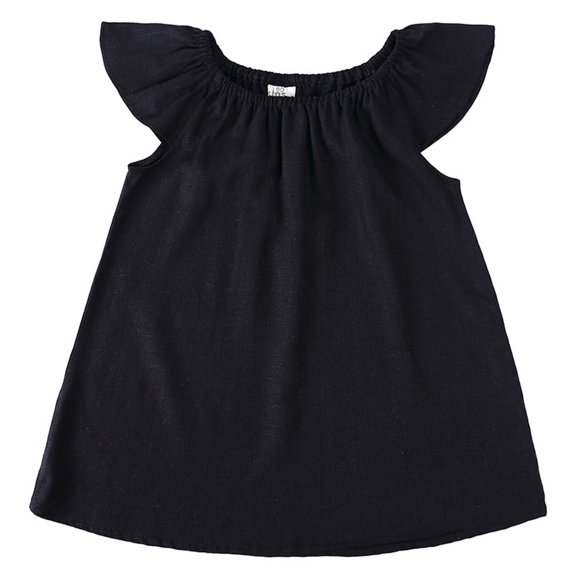 LUOGENLI Dress Kids Toddler Baby Girls Spring Summer Solid Ruffle Sleeveless Princess Dress Clothes Maxi Dress for Girls 2025 Petite Black 4-5 Years