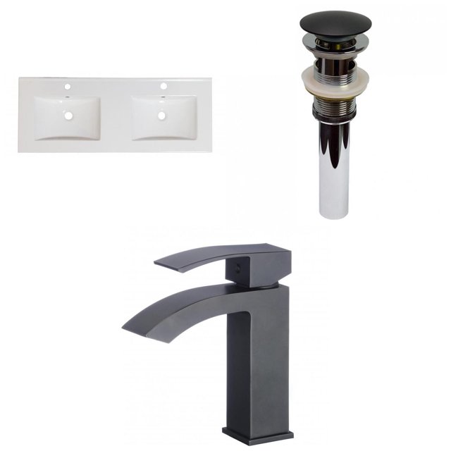 American Imaginations 48-in. W 1 Hole Ceramic Top Set In White Color - Overflow Drain Incl. AI-32683