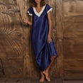 thumbnail image 1 of SMihono Robe Maxi Bohème d'Été pour Femmes Grande Taille, Manches Courtes, Col en V, Tenue d'Intérieur, Pyjama, Longue Robe, Chemises de Nuit, Vêtements de Nuit, Robe de Plage Évasée, 1 of 7