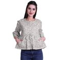 thumbnail image 1 of Moomaya T-Shirt à Col Rond pour Femmes à Manches Évasées, Haut Court en Coton Imprimé, Haut Décontracté, 1 of 4