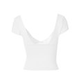 thumbnail image 4 of Gupgi Women Deep V Neck T-Shirts Solid Color Short Sleeve Low Cut Slim Crop Top, 4 of 6