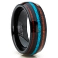 thumbnail image 1 of Alliance de Mariage pour Homme en Tungstène Noir Bague de Fiançailles Incrustation de Bois de Koa et de Turquoise Concassée 7, 1 of 5