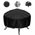thumbnail image 3 of Dinheiro Fire Pit Cover Rond, Housse de Foyer en Tissu Oxford 210D, Housse de Foyer Extérieur pour Patio, Housse de Bol à Feu Imperméable, Noir, 2 Tailles, 3 of 5