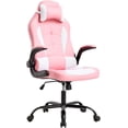 thumbnail image 1 of FDW Ergonomic Gaming Chair, Executive PC Swivel Rolling Chair with Lumbar Support, Flip-Up Armrests & Headrest for Adults, Pink, 1 of 8