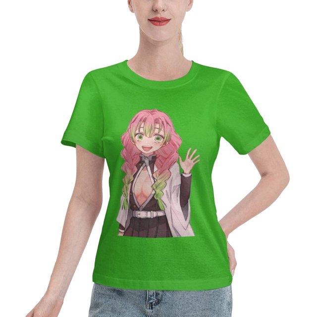 T-Shirt Basique à Manches Courtes pour Femmes Demon Slayer Blade Temple Ganlu Mili