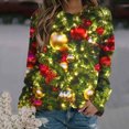 thumbnail image 2 of Pisexur Chandail en Molleton de Noël pour Femmes Sans Capuche Imprimé Graphique Vacances Col Rond Chandail en Molleton Ample Surdimensionné Automne Mode Décontracté Chandail à Manches Longues pour Femmes, 2 of 4