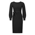 thumbnail image 4 of LLYwey Deals Robes de Demoiselle d'Honneur Femmes Mode Bohème Col Rond Manches Longues Mini Longueur Robe en Tricot Nouvelles Robes de Soirée Noires P, 4 of 6