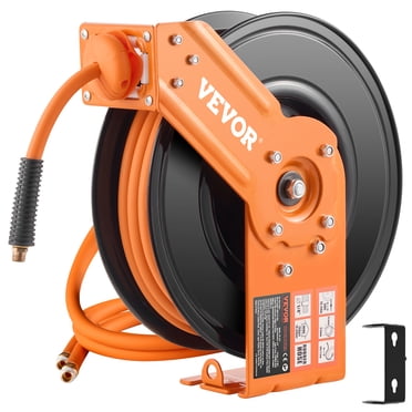 VEVOR Enrouleur de Boyau d'Air Rétractable 3/8 Po x 50 Pieds Enrouleur de Boyau d'Air en Caoutchouc Max 300 PSI