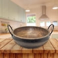 thumbnail image 3 of IH Casa Decor Gray Acacia Wood With Riveted Gunmetal Salad Bowl W Handle, 3 of 4