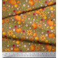thumbnail image 3 of Soimoi Polyester Crepe Fabric Leaves,Floral & Pumpkin Vegetable Print Fabric by Yard 52 Inch Wide, 3 of 3