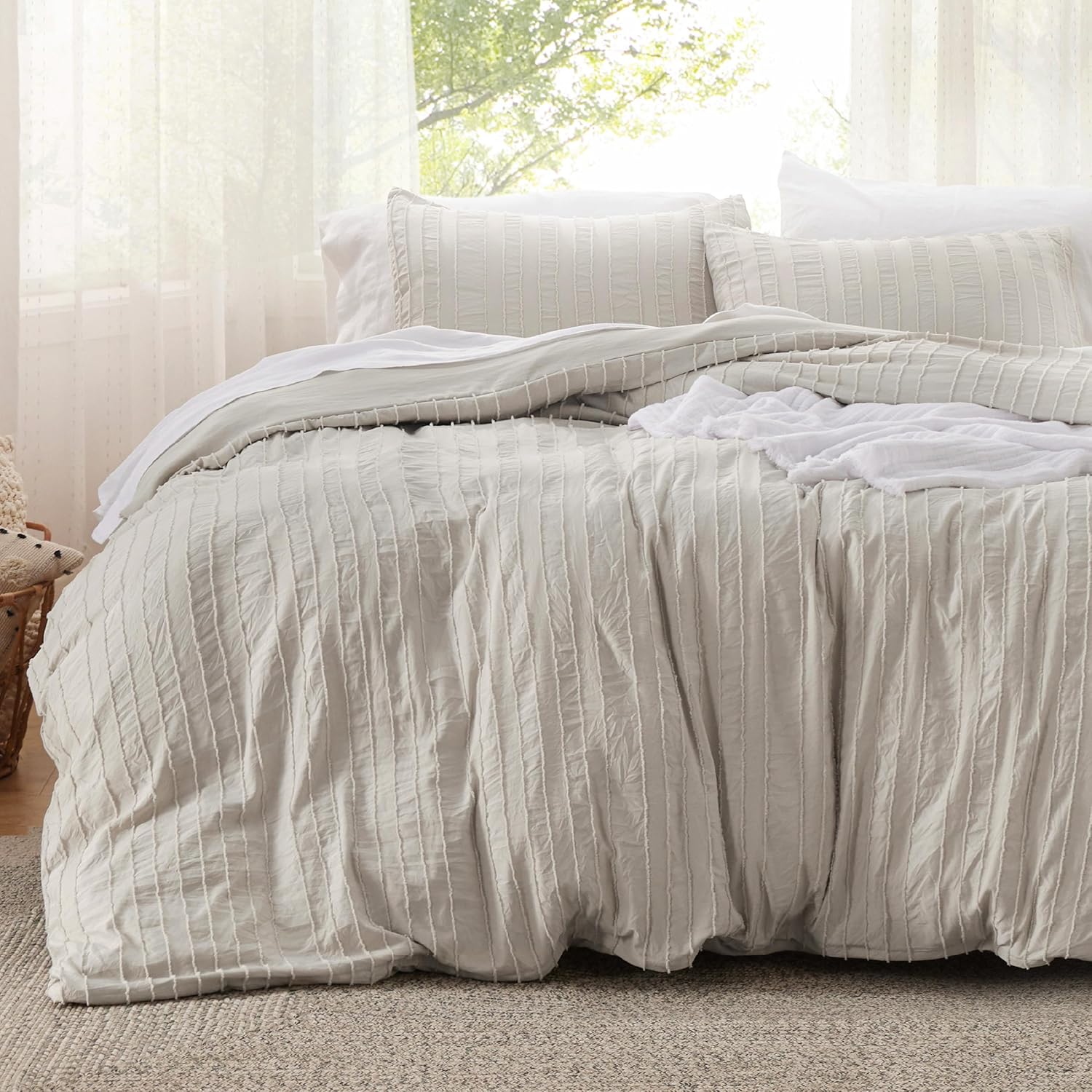 Housse de Couette Boho Format Grand Literie Boho Housse de Couette Grand Tuftée pour Toutes les Saisons Broderie Shabby Chic Literie Maison Couette Non Incluse ( x &#)
