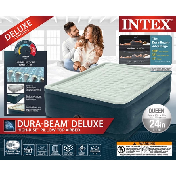 INTEX Dura-Beam® Deluxe High-Rise Pillow Top Air Mattress, 24in