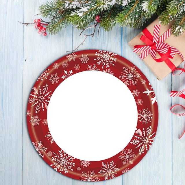 Meitianfacai Christmas Decorations Clearance 20pcs Snowflakes Red Christmas New Year Theme Party Tableware Set Disposable Decorative Tableware Paper Set