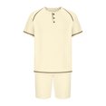 thumbnail image 4 of Birdeem Ensembles pour Hommes Chemise et Shorts Mode Décontractée Couleur Unie Blouses Courtes Col Rond Ensembles, 4 of 10