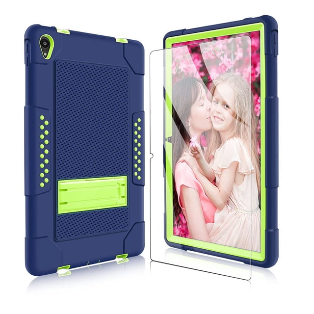 Mignova for Lenovo Tab P11 Case,Heavy-Duty Drop-Proof Shock-Resistant Rugged Protective case(with Stand) for Lenovo Tab P11/P11 Plus 11 inch Tablet+Screen Protector(Navy/Green+1 Pack)