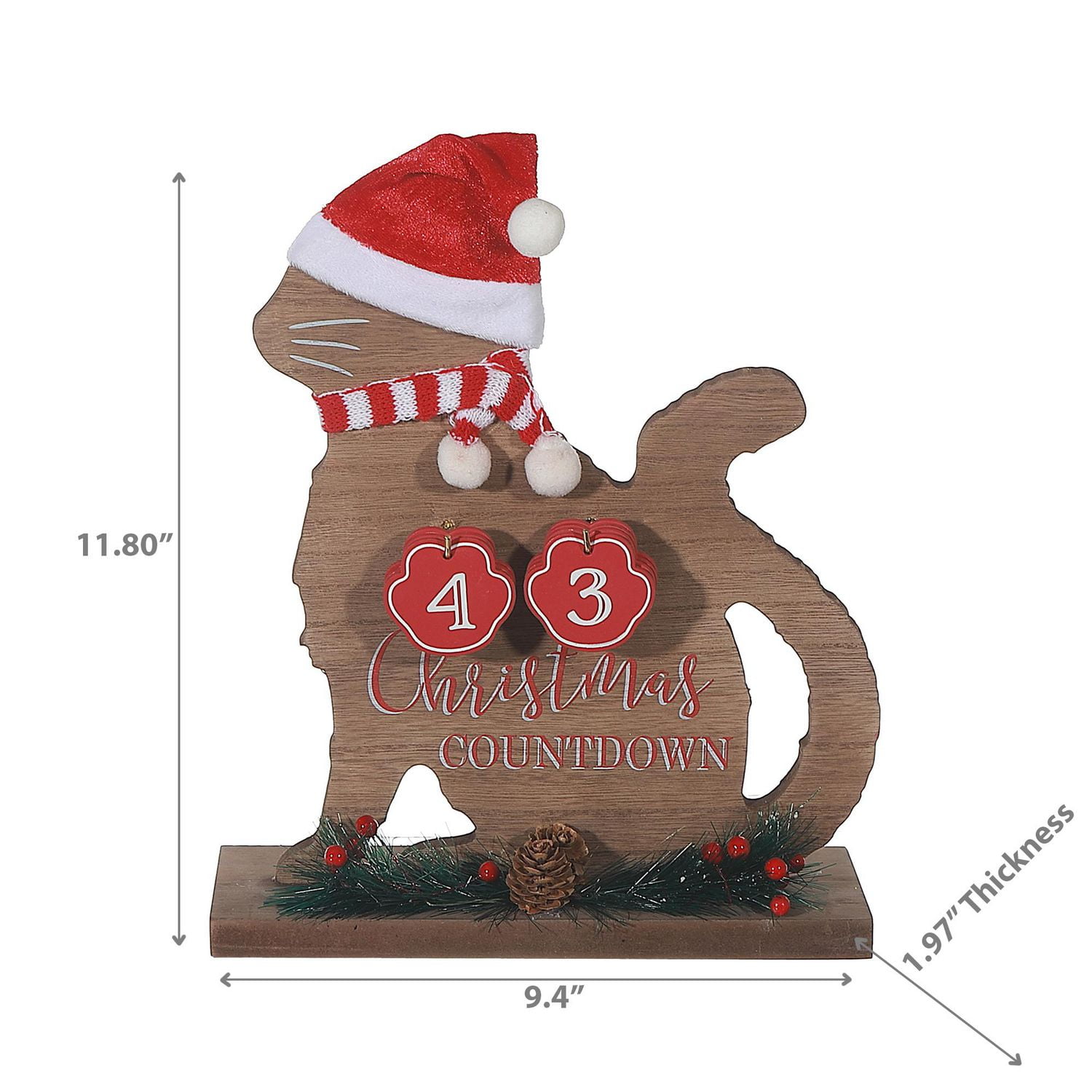 Calendrier Chat En Bois, Compte À Rebours De Noël