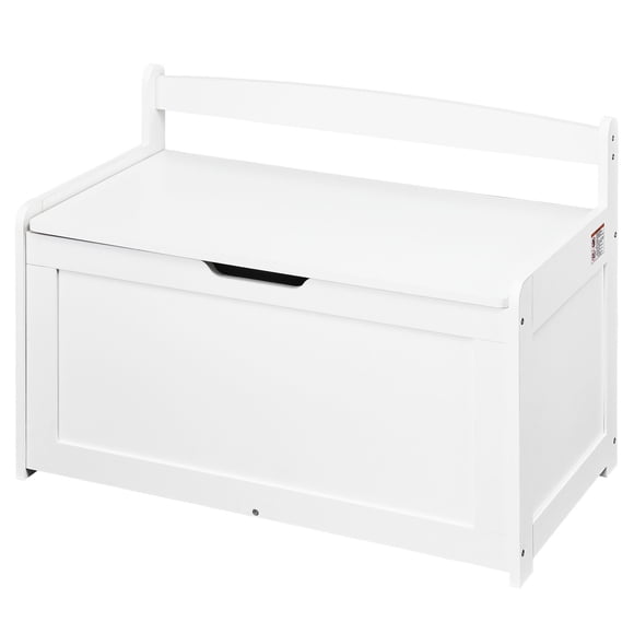 KFFKFF Children's Wooden Storage Chest, Flip-Top Lid with Safety Hinge, Spacious Toy Box, 32.68x17.91x24.02", Ideal for Playrooms, Bedrooms, Living Spaces, White