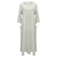 thumbnail image 4 of QIPOPIQ Robes pour Femmes avec Poches Manches Courtes Robes Décontractées Tendance Robe d'Été Col Rond Manches Mi-Longues Lin Robe Ample Unie Offres 2023, 4 of 5