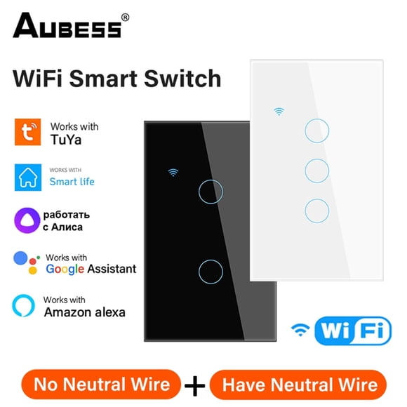 1/2/3/4 gang TUYA WiFi Smart Touch Switch Home Wall Button for Alexa and Google Home Assistant Wall mounted glass panel touch light switch