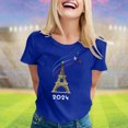 thumbnail image 2 of TINZ T-Shirt pour Femme Été Haut à Manches Courtes Col Rond Haut à Motif Haut Décontracté Chandails de Football pour Dames Chandails d'Été pour Femmes T-Shirt à Manches Courtes, 2 of 4