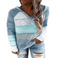 thumbnail image 1 of Women‘s Hooded Sweater Rib Knitted Long Sleeve Loose Fitting Pullover with Hood, 1 of 6
