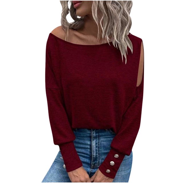Hauts Grande Taille pour Femmes Automne Hiver Col Rond Tempérament Décontracté Manches Raglan T-shirt Décontracté Ample Haut Hauts pour Femmes Décontracté Été en Liquidation