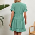 thumbnail image 4 of Pisexur Robe à Manches Courtes à Col en V Mode Femme Couleur Unie Confortable Ample Robe Décontractée à Manches Courtes avec Découpes en Dentelle Robe Femme, 4 of 9