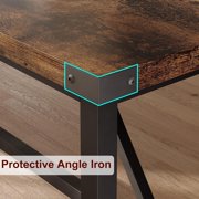 Kojooin Dining Table for 6 with Corner Iron Protectior, 71Inch Rectangular Wood Kitchen Table with H-Heavy Duty Metal Legs, Industrial Dining Table for Dining Room