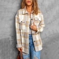 thumbnail image 2 of Yuyuzo Plaid Flannel Shirts for Women Oversized Long Sleeve Shacket Jacket Button down Blouse Tops, 2 of 7
