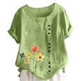 thumbnail image 1 of Pisexur Hauts d'Été pour Femmes, Hauts pour Femmes, Hauts de Sortie pour Femmes, Hauts pour Dames, T-Shirt à Manches Courtes Col Rond Imprimé Mode Décontractée Vert Menthe, L, 1 of 2