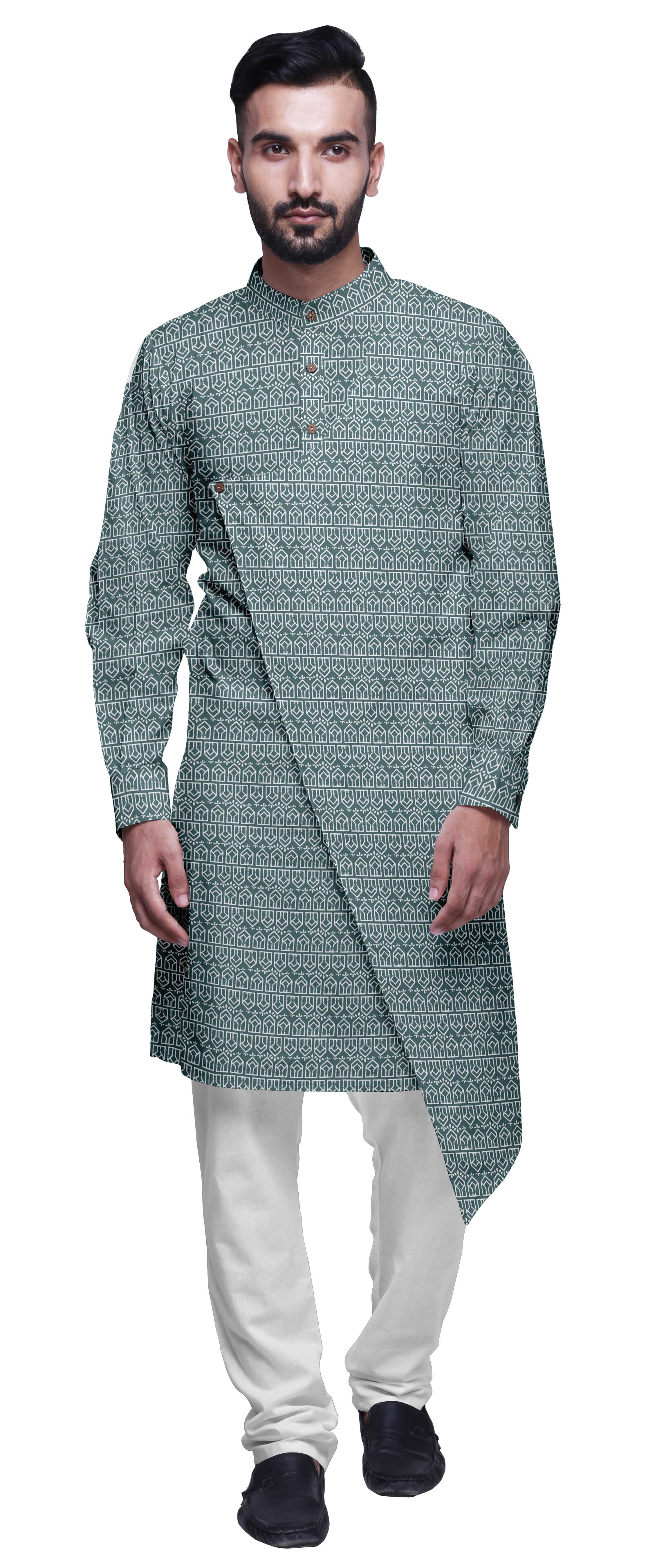 Atasi Ensemble Kurta-Pyjama Long en Coton pour Hommes, Kurta-Pyjama Décontracté de Designer, Vêtements