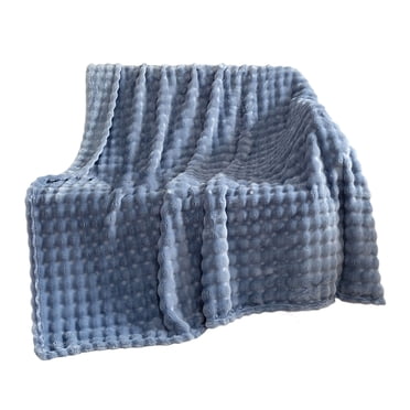 kurtrusly Double Layer White Faux Fur Blanket Soft Lightweight Bed Throw Soft Fabric Made Of Flannel Fur Throw blue 100*150CM