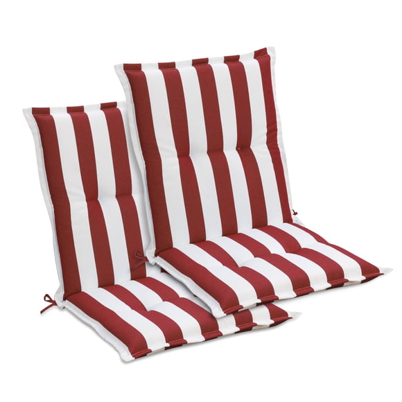 Aoodor Coussins de Chaise Tuftés d'Extérieur, Ensemble de 2 pour Chaises de Salle à Manger de Patio, Coussins de Siège à Rebord Résistants à la Décoloration 39 x 20 x 2,4 Pouces pour Chaises de Terrasse et de Véranda, Rayure Rouge