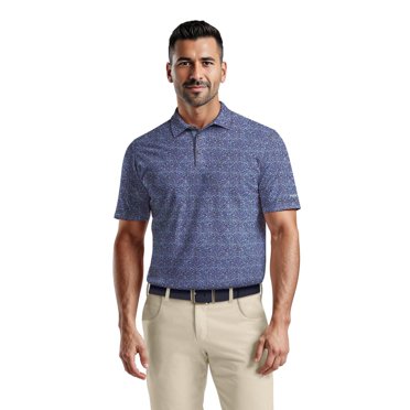 PGA Tour Course Essentials Men's All Over Micro Floral Print Short Sleeve Polo