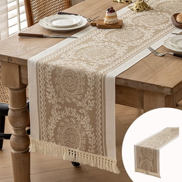 Wzzjkit Chemin de Table Vintage Drapeau de Table 120x30cm/47.24x11.81 Pouces Long Nappe de Table à Manger Haute Sensation Napperon Isolant Thermique Lin Tissu Drapeau à Thé