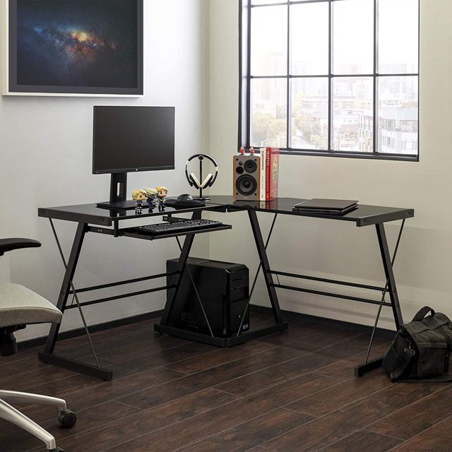 Bureau de Jeu d'Angle en Forme de L avec Plateau pour Clavier d'Ordinateur