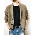 thumbnail image 1 of CEHVOM Manteau Chandail à Revers Uni à Manches Longues à Simple Boutonnage pour Homme, 1 of 4