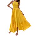 thumbnail image 2 of Ovzne Robes pour Femmes Robe d'Été pour Femmes Couleur Unie Col Rond Sans Manches Bretelles Élasticité Robe Asymétrique à Volants Robe Grande Taille Liquidation, 2 of 7