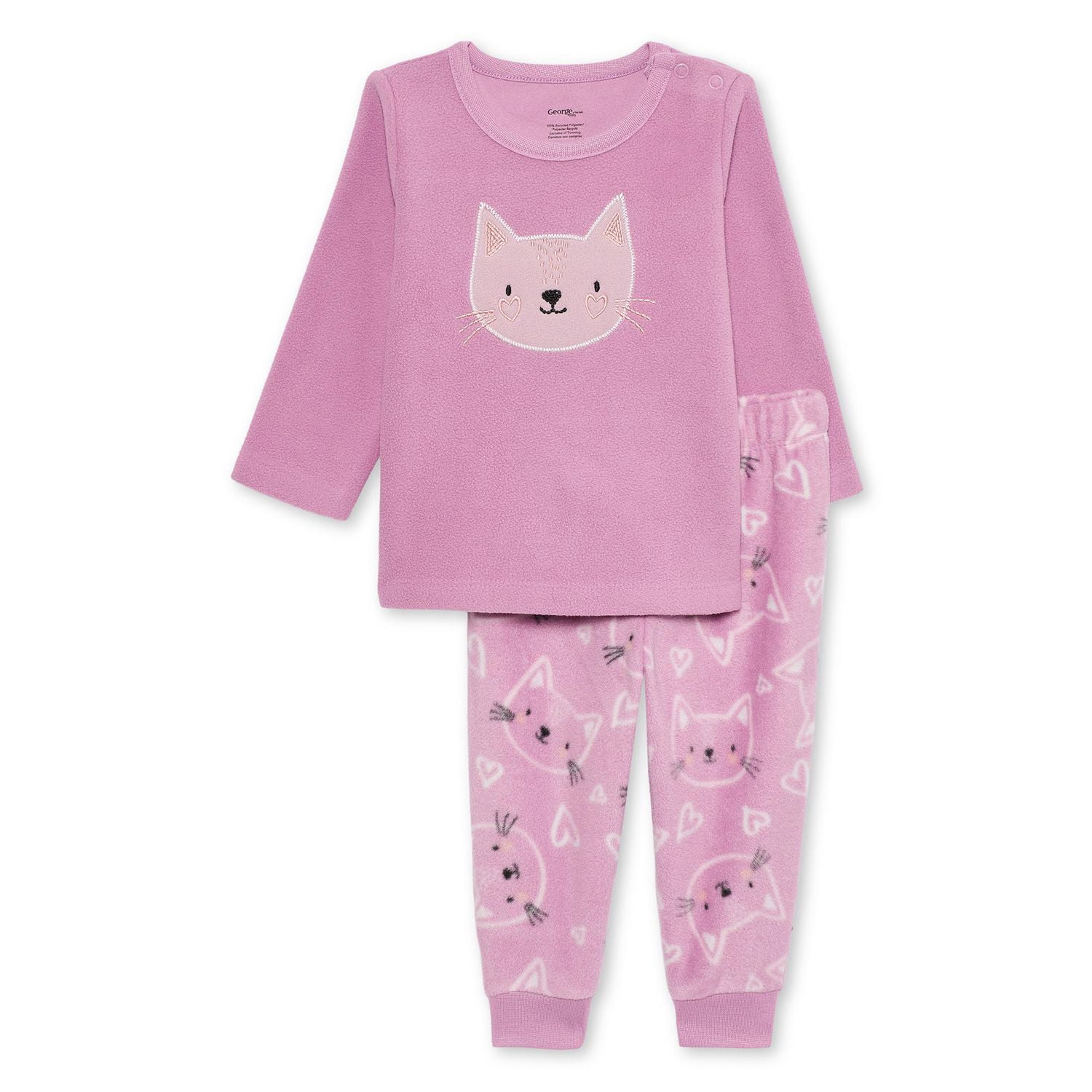 George Baby Girls' Two Piece Micro Fleece Pajama Set - Walmart.ca
