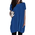 thumbnail image 2 of WEIYLL Womens T Shirts Summer Solid Loose Pullover Tunic With Pockets Long Blue Tops Sizes L, 2 of 6