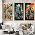 thumbnail image 1 of Designart "Mid Century Innovations Green and Orange II" Modern Midcentury Framed Wall Art Set Of 3 - Green Midcentury Frame Canvas Set For Living Room Decor, 1 of 6