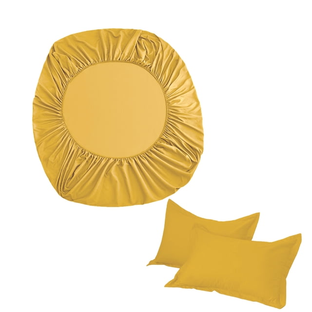 Housses de Coussin de Sofa Ensemble Lit Double Drap-Housse Taies d'Oreiller Antidérapant Housse de Lit Fixe Housse de Matelas Tout Inclus Protection de Matelas Housse de Lit Fibre Douce avec Deux Taies d'Oreiller Ensemble Textile pour la Maison